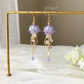 Raw Stone Jellyfish Dangle Earrings - Purple Jellyfish drop Earrings - Unique Jellyfish Earrings Dangle